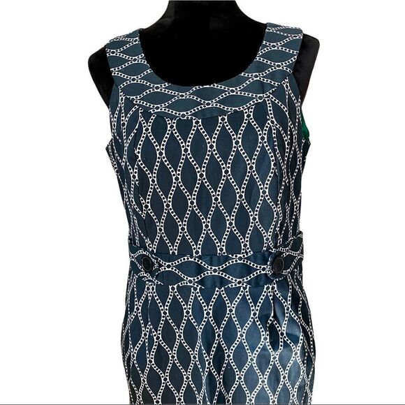 Robbie Bee Dark Blue & White Fully Lined Sleeveless Midi. Sz. 12 - Picture 5 of 5
